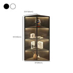 Meuble d'angle d'exposition moderne en bois et métal gris avec porte vitrée