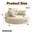 Fauteuil pivotant simple en velours côtelé et chenille avec rembourrage en mousse