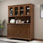 Buffet de cuisine en bois blanc avec casier à vin intégré