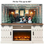 Meuble TV Cheminée de Ferme, Meuble Multimédia, Console Multimédia