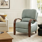 Fauteuil inclinable manuel Alex Mid-century Modern Cigar en cuir véritable avec accoudoirs incurvés en bois