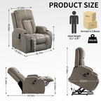 Fauteuil inclinable releveur électrique, fauteuil de massage moderne à moteur unique avec chauffage lombaire, port de chargement USB, porte-gobelets