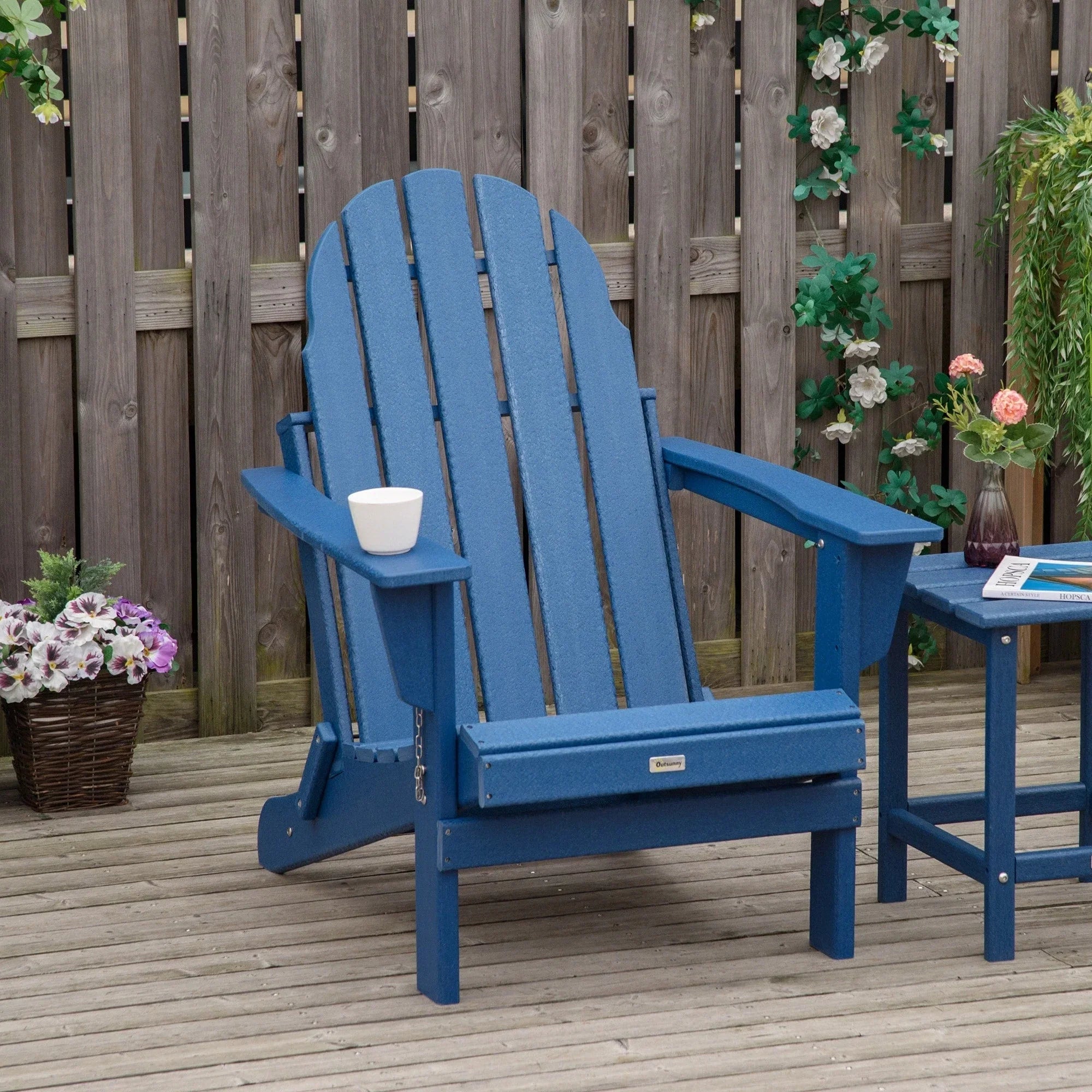 Chaise Adirondack pliante, chaises longues de plage en plastique HDPE toutes saisons pour terrasse et mobilier de jardin