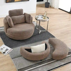 Fauteuil crapaud pivotant surdimensionné avec pouf de rangement lune