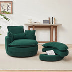 Fauteuil pivotant surdimensionné avec pouf de rangement lune et 4 oreillers