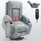 Fauteuil inclinable releveur électrique, fauteuil de massage moderne à moteur unique avec chauffage lombaire, port de chargement USB, porte-gobelets
