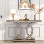 Console de style vintage avec base géométrique, table de couloir en bois