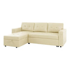 Canapé d'angle réversible convertible avec lit gigogne, méridienne de rangement et pieds durables