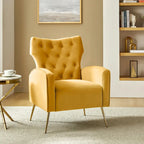 Chaise touffetée Abadiana avec accent et piètement en métal