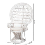 Fauteuil Peacock en rotin naturel blanc bohème moderne