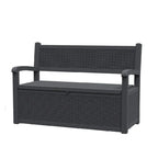 Banc de rangement en résine tout temps avec compartiment caché verrouillable - Aspect rotin, capacité de 227 kg, rangement de 265 litres