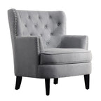 Moser Bay Mignon Fauteuil d'appoint à oreilles capitonné large de 76 cm en velours et lin