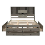 Lit plateforme King Size avec tête de lit de rangement et 8 tiroirs