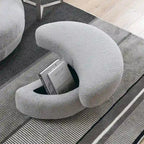 Fauteuil crapaud pivotant surdimensionné avec pouf de rangement lune