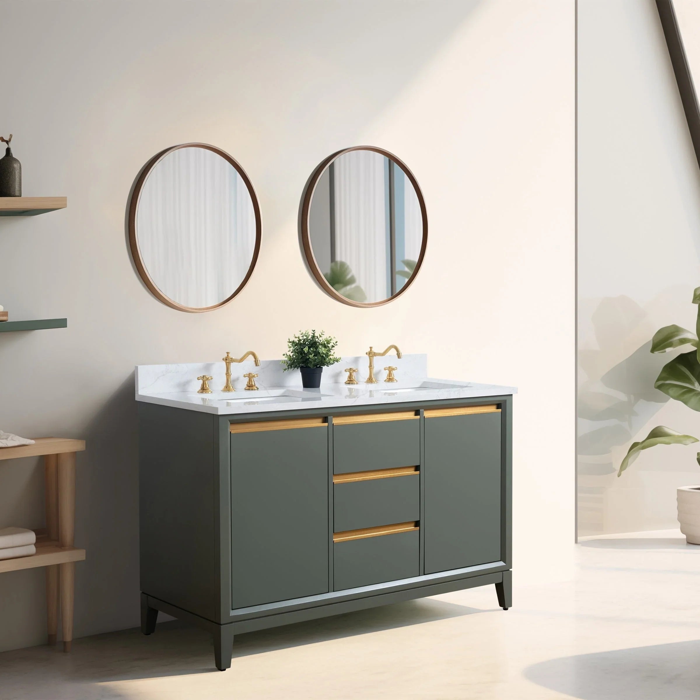 Meuble-lavabo Vanity Art avec évier en céramique et dessus en marbre reconstitué