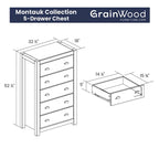 Commode 5 tiroirs en bois massif Montauk Grain Wood Furniture