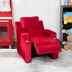 Fauteuil inclinable de luxe pour enfants avec repose-pieds, appuie-tête et 2 porte-gobelets, en microfibre, pour les enfants de 3 ans et plus
