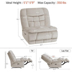 MCombo Fauteuil inclinable électrique sans accoudoirs surdimensionné à double moteur, inclinable Zeroarms parfait pour le salon en tissu PR607