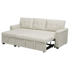 Canapé d'angle réversible convertible avec lit gigogne, méridienne de rangement et pieds durables