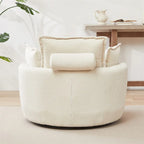 Fauteuil pivotant surdimensionné avec pouf de rangement lune et 4 oreillers