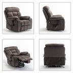 Grand fauteuil inclinable de massage électrique avec fonction de levage, chauffage et porte-gobelet dissimulé