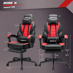 Chaise de jeu style course BOSSIN, fauteuil gamer grande taille 300 lb, chaise d'ordinateur à dossier haut