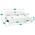 Canapé d'angle réversible convertible avec lit gigogne, méridienne de rangement et pieds durables