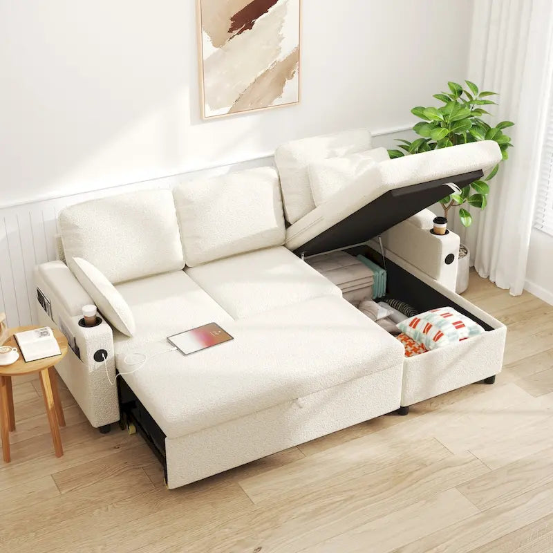 80 Canapé d'angle en L, canapé-lit avec lit gigogne, canapé-lit réversible