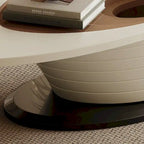 Table Basse Ovale en Verre Moderne Minimaliste Luxe Léger avec Base Grise 130 cm - L 130 cm x l 65 cm x H 36,5 cm