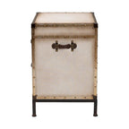 Table d'appoint/Malle de rangement en toile effet vieilli Laura