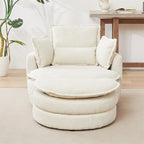 Fauteuil pivotant surdimensionné avec pouf de rangement lune et 4 oreillers