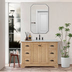 Meuble sous-vasque Hervas avec plateau en marbre naturel, sans miroir