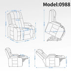 Fauteuil inclinable releveur électrique, fauteuil de massage moderne à moteur unique avec chauffage lombaire, port de chargement USB, porte-gobelets