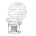 Fauteuil Peacock en rotin naturel blanc bohème moderne